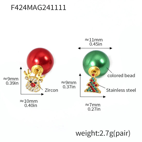 Wholesale Jewelry 316L Stainless Steel 18K Gold Plated Plant Flowers Enamel Glazed Zircon Necklace Earrings Set For Women