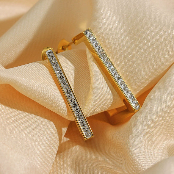 Wholesale Jewelry Stainless Steel 18K Gold Plated Rectangular Geometric Earrings