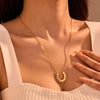 Wholesale Jewelry Stainless Steel 18K Gold Plated Semicircle Sunflower Inlaid White Zircon Necklace For Women Geometric Style