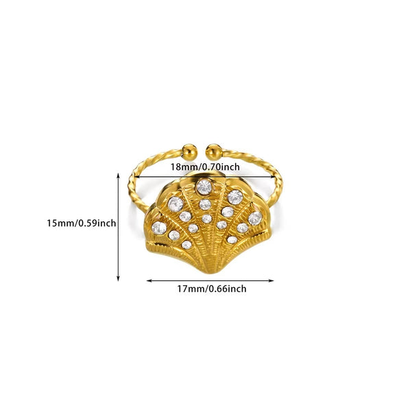 Wholesale Jewelry Stainless Steel 18K Gold Plated Starfish Ring For Ladies With Animal Zodiac Pattern