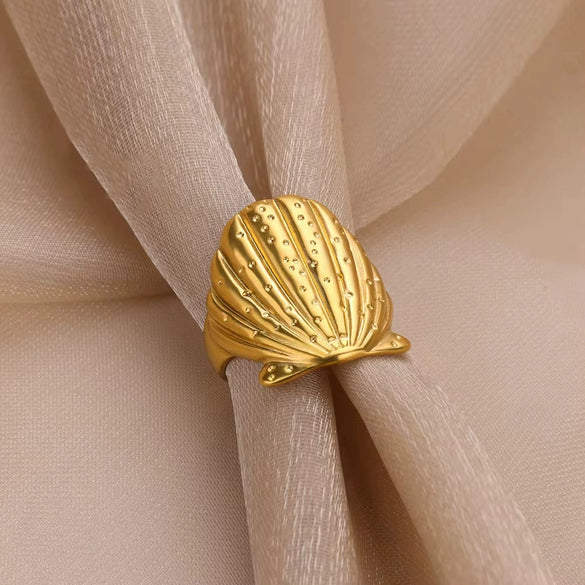 Wholesale Jewelry Stainless Steel 18K Gold Plated Starfish Ring For Ladies With Animal Zodiac Pattern