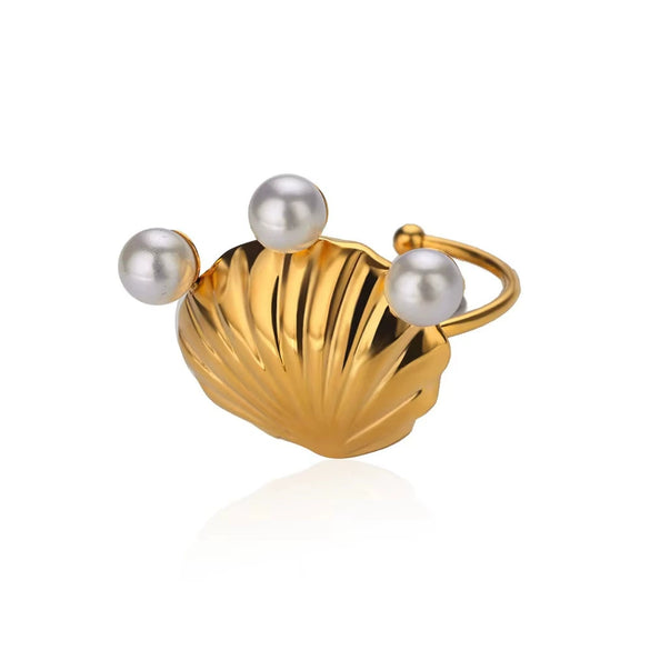 Wholesale Jewelry Stainless Steel 18K Gold Plated Starfish Ring For Ladies With Animal Zodiac Pattern