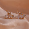 Wholesale Jewelry Stainless Steel 18K Gold Plated Threepetal Flower Zircon Earrings For Women