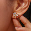 Wholesale Jewelry Stainless Steel 18K Gold Plated Threepetal Flower Zircon Earrings For Women