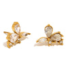 Wholesale Jewelry Stainless Steel 18K Gold Plated Threepetal Flower Zircon Earrings For Women