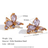 Wholesale Jewelry Stainless Steel 18K Gold Plated Threepetal Flower Zircon Earrings For Women