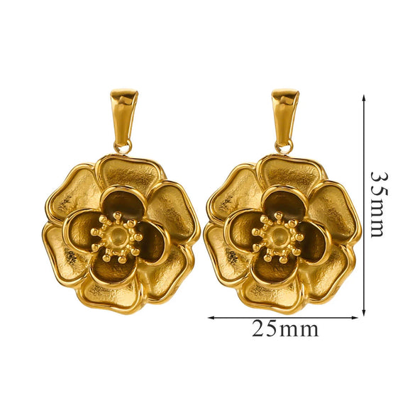 Wholesale Jewelry Stainless Steel 18K Goldplated Creative Flower Pendant Necklace