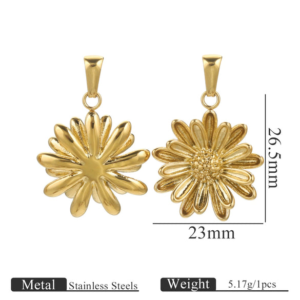 Wholesale Jewelry Stainless Steel 18K Goldplated Creative Flower Pendant Necklace