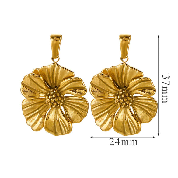 Wholesale Jewelry Stainless Steel 18K Goldplated Creative Flower Pendant Necklace