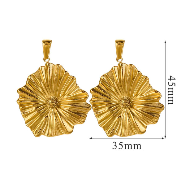 Wholesale Jewelry Stainless Steel 18K Goldplated Creative Flower Pendant Necklace