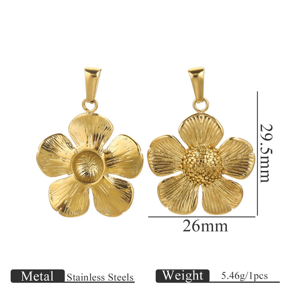 Wholesale Jewelry Stainless Steel 18K Goldplated Creative Flower Pendant Necklace