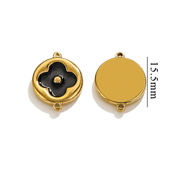 Wholesale Jewelry Stainless Steel 18K Goldplated Fourleaf Clover Double Hanging Bracelet Necklace Electroplating