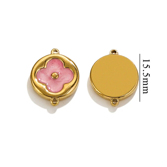 Wholesale Jewelry Stainless Steel 18K Goldplated Fourleaf Clover Double Hanging Bracelet Necklace Electroplating
