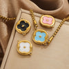Wholesale Jewelry Stainless Steel 18K Goldplated Fourleaf Clover Double Hanging Bracelet Necklace Electroplating