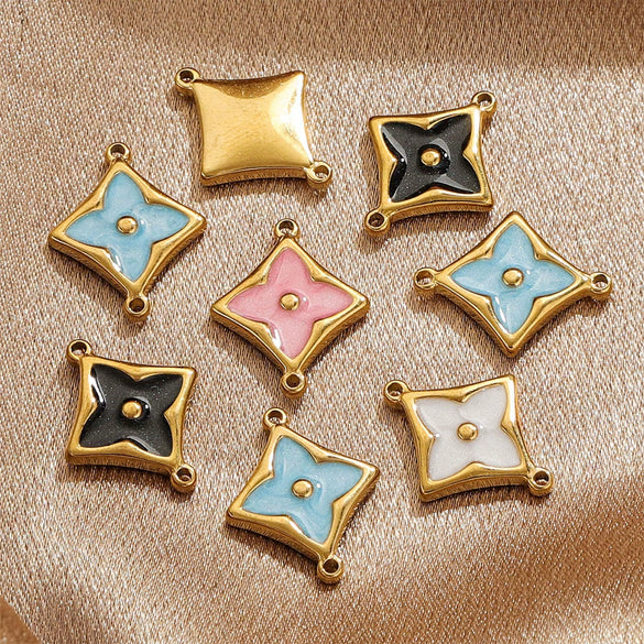 Wholesale Jewelry Stainless Steel 18K Goldplated Fourleaf Clover Double Hanging Bracelet Necklace Electroplating