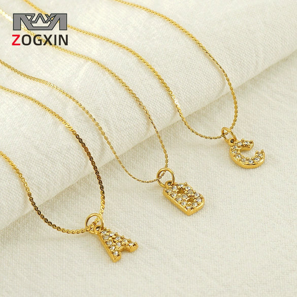 Wholesale Jewelry 316L Stainless Steel Letter Necklace Gold Plated With Diamond Egg S Chain For Women