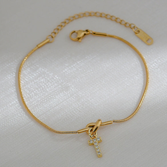 Wholesale Jewelry Stainless Steel Letter Pendant Love Knot Bracelet Electroplating For Women