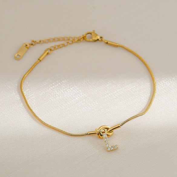 Wholesale Jewelry Stainless Steel Letter Pendant Love Knot Bracelet Electroplating For Women