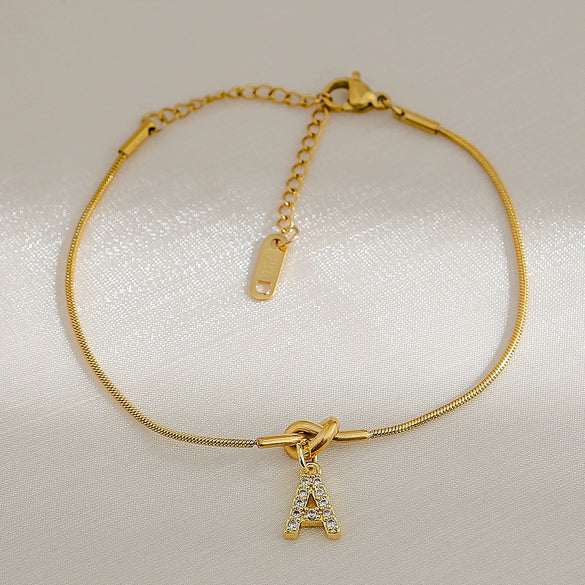 Wholesale Jewelry Stainless Steel Letter Pendant Love Knot Bracelet Electroplating For Women