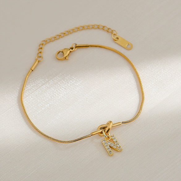 Wholesale Jewelry Stainless Steel Letter Pendant Love Knot Bracelet Electroplating For Women
