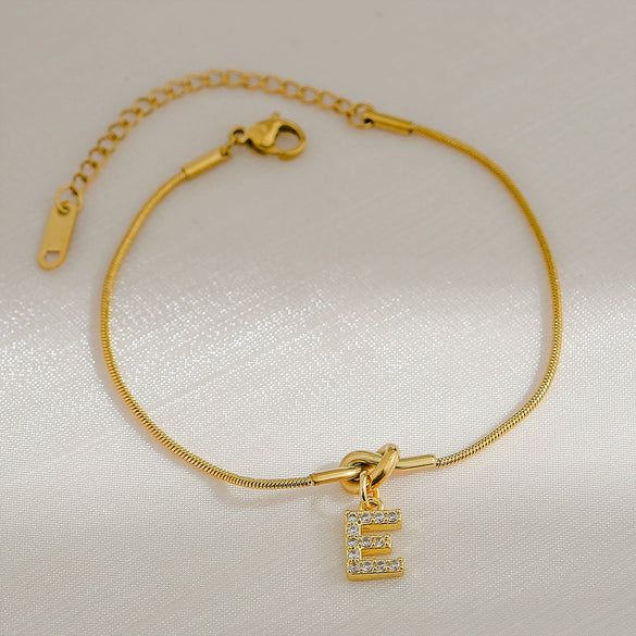 Wholesale Jewelry Stainless Steel Letter Pendant Love Knot Bracelet Electroplating For Women