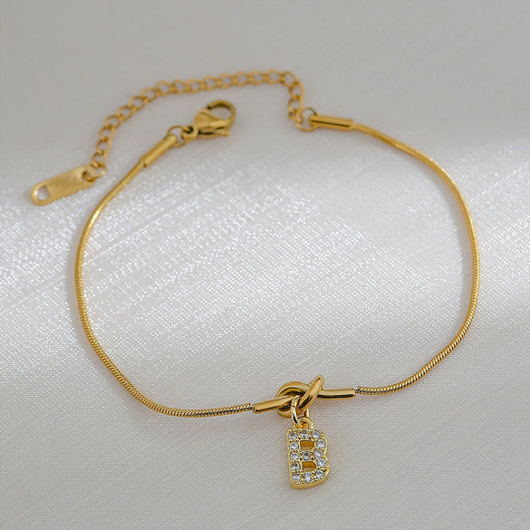 Wholesale Jewelry Stainless Steel Letter Pendant Love Knot Bracelet Electroplating For Women