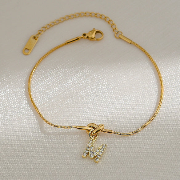 Wholesale Jewelry Stainless Steel Letter Pendant Love Knot Bracelet Electroplating For Women