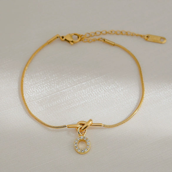 Wholesale Jewelry Stainless Steel Letter Pendant Love Knot Bracelet Electroplating For Women
