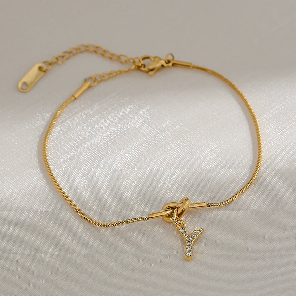 Wholesale Jewelry Stainless Steel Letter Pendant Love Knot Bracelet Electroplating For Women