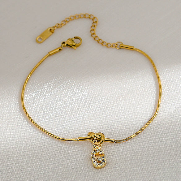 Wholesale Jewelry Stainless Steel Letter Pendant Love Knot Bracelet Electroplating For Women