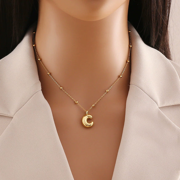 Wholesale Jewelry Stainless Steel Letter Pendant Necklace With Electroplating
