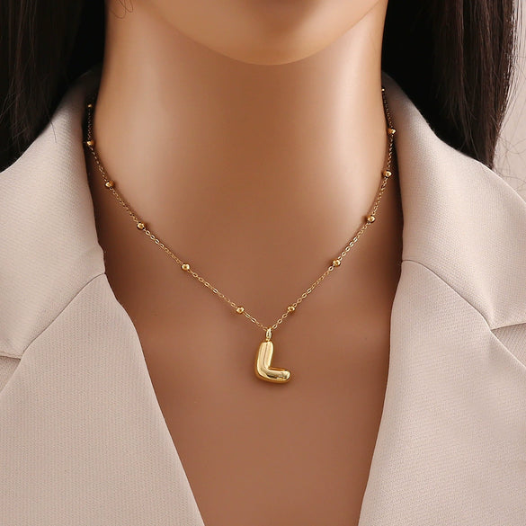 Wholesale Jewelry Stainless Steel Letter Pendant Necklace With Electroplating