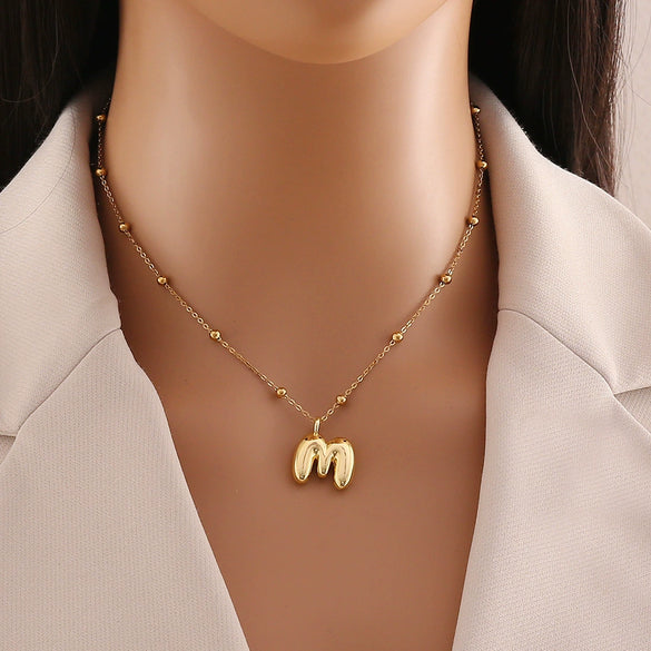 Wholesale Jewelry Stainless Steel Letter Pendant Necklace With Electroplating