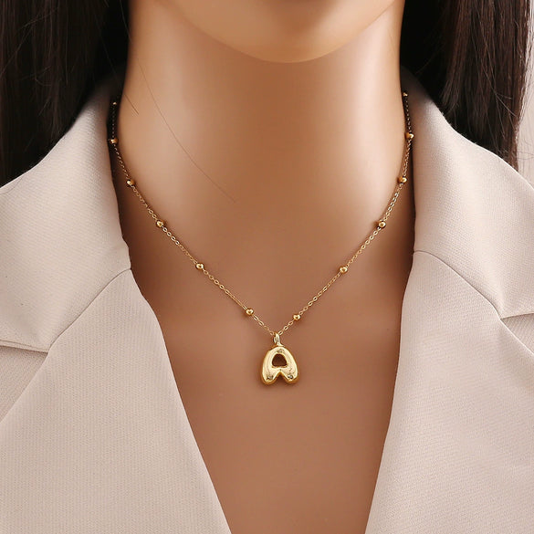 Wholesale Jewelry Stainless Steel Letter Pendant Necklace With Electroplating