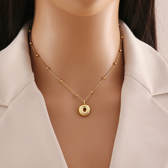 Wholesale Jewelry Stainless Steel Letter Pendant Necklace With Electroplating