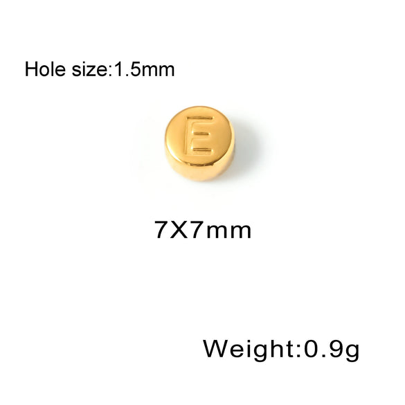 Wholesale Jewelry Stainless Steel Letter Round Perforated Beaded Accessories For Necklace And Bracelet With Electroplating