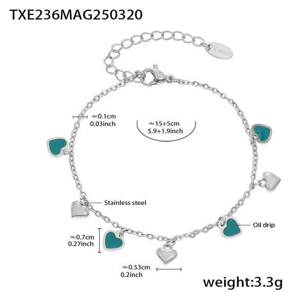 Wholesale Jewelry 316L Stainless Steel Light Luxury Oil Dripping Clavicle Chain And Bracelet