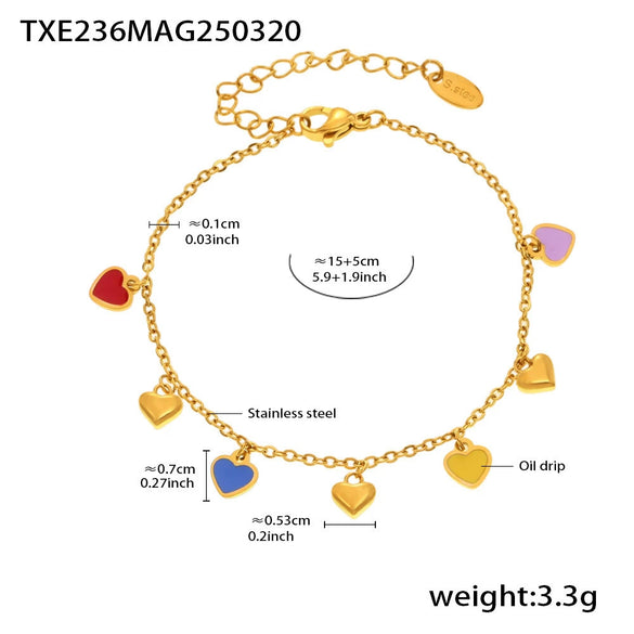 Wholesale Jewelry 316L Stainless Steel Light Luxury Oil Dripping Clavicle Chain And Bracelet