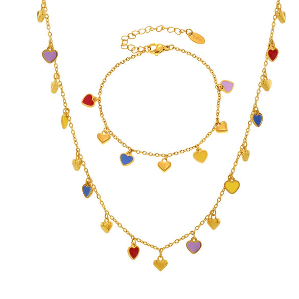 Wholesale Jewelry 316L Stainless Steel Light Luxury Oil Dripping Clavicle Chain And Bracelet