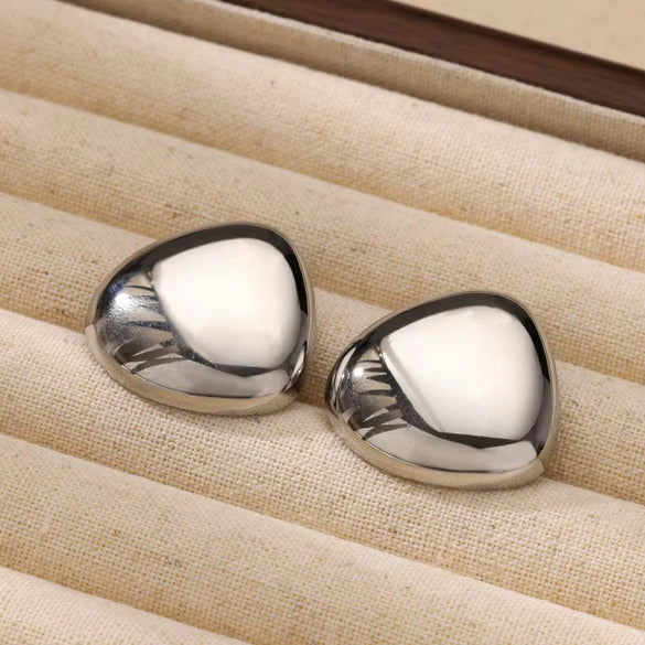 Wholesale Jewelry Stainless Steel Light Luxury Style Geometric Heart Shape Wave Electroplated Earrings For Women