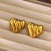 Wholesale Jewelry Stainless Steel Light Luxury Style Geometric Heart Shape Wave Electroplated Earrings For Women