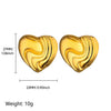Wholesale Jewelry Stainless Steel Light Luxury Style Geometric Heart Shape Wave Electroplated Earrings For Women