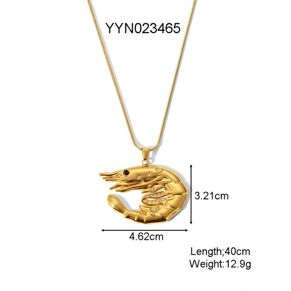Wholesale Jewelry Stainless Steel Lobster Pendant Necklace With Woolen And Snake Bone Chain Electroplated Shrimp Pattern Distinctive Earrings Unisex Light Luxury