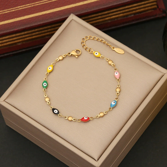 Wholesale Jewelry Stainless Steel Love Heart Bracelet With Dripping Oil Design