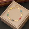Wholesale Jewelry Stainless Steel Love Heart Bracelet With Dripping Oil Design