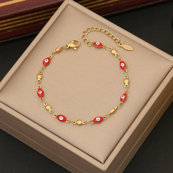 Wholesale Jewelry Stainless Steel Love Heart Bracelet With Dripping Oil Design