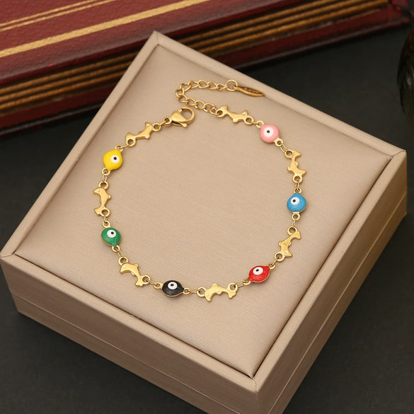 Wholesale Jewelry Stainless Steel Love Heart Bracelet With Dripping Oil Design