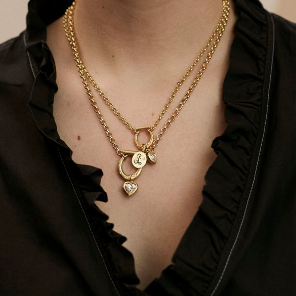 Wholesale Jewelry Stainless Steel Love Horseshoe Inlaid Zirconium Electroplated 18K Gold Color Necklace Bracelet Earrings