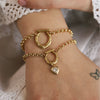 Wholesale Jewelry Stainless Steel Love Horseshoe Inlaid Zirconium Electroplated 18K Gold Color Necklace Bracelet Earrings