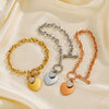 Wholesale Jewelry Stainless Steel Love Water Drops Bell Heart Ochain Necklace Bracelet Jewelry Set Electroplated